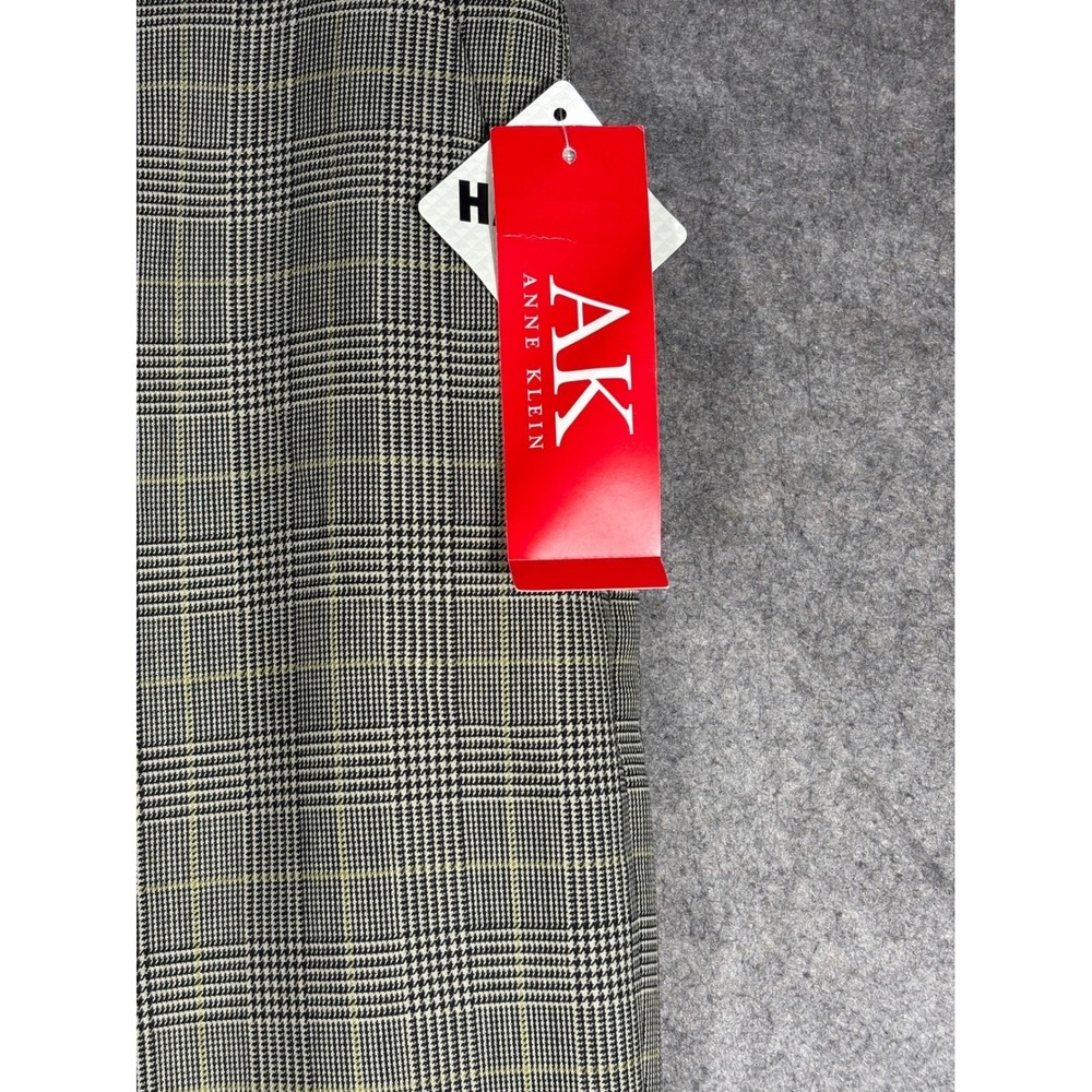 Anne Klein Ines Glen Plaid Dress Pants Womens 10 Black Tan Stretch Wool EFP90096 - Picture 2 of 10